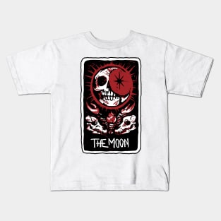 The Moon Blood Red Skeleton Skull Tarot Card Kids T-Shirt